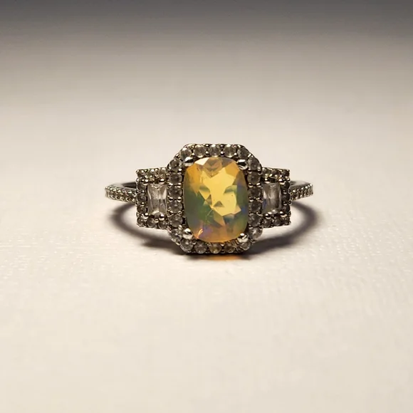 [On HOLD/repair] Sizeable Real/Natural Ethiopian Opal 925 Silver Ring Sz 8 - Picture 9 of 16